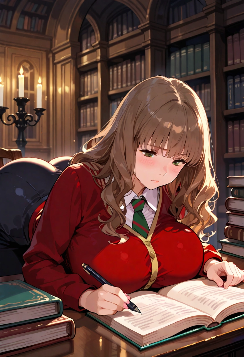 red cardigan